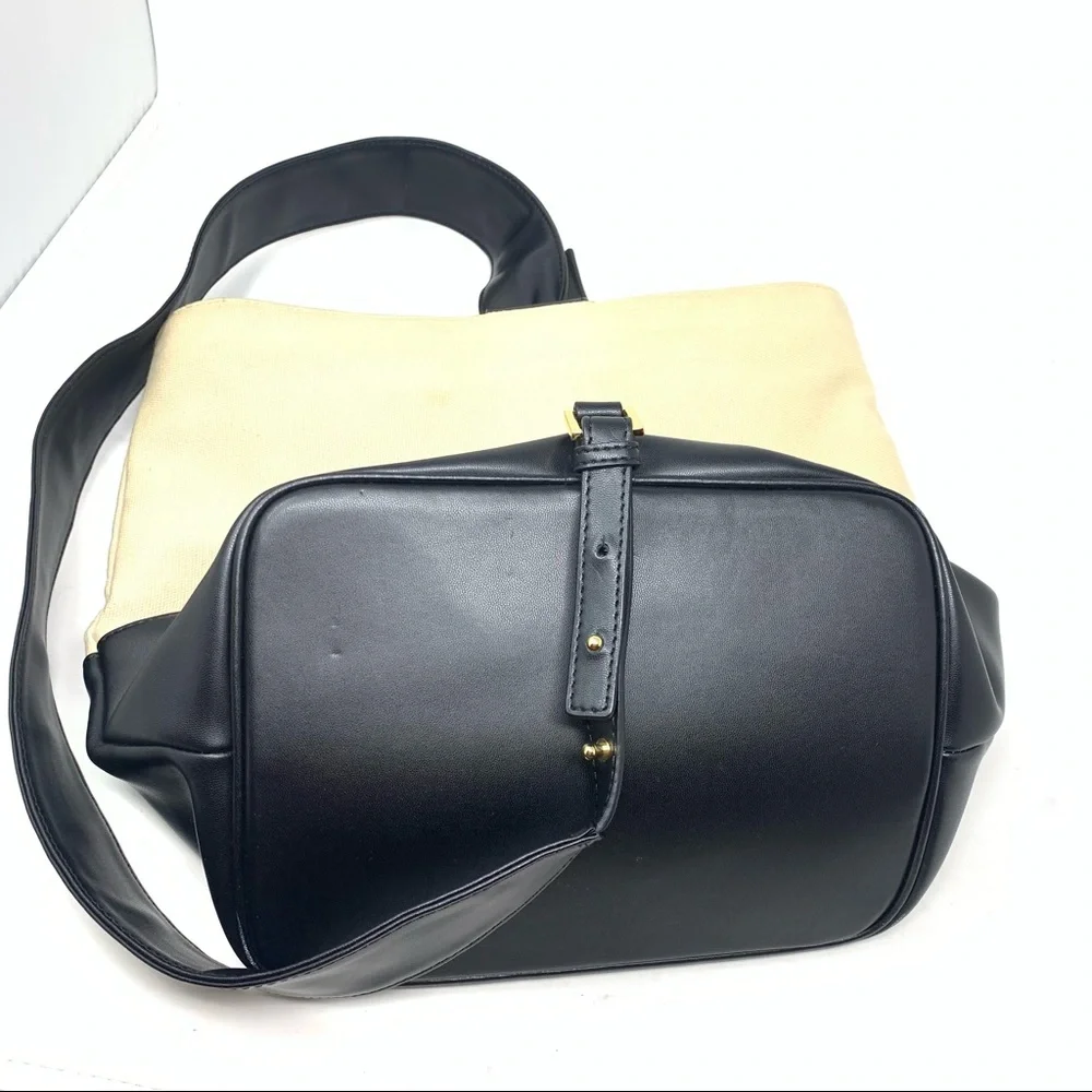 vasic anthropologie canvas Boulder bag beige black